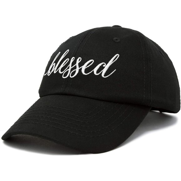 Women's Blessed Embroidered Black Soft Cotton Classic Dad Baseball Hat Cap - Picture 4 of 6
